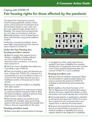FAIR HOUSING RIGHTS FOR THOSE AFFECTED BY THE PANDEMIC
