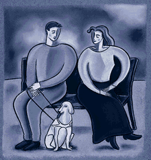 imagen de una pareja con un perro