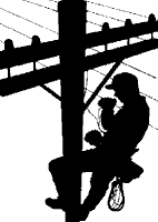 image of a person on a telephone pole