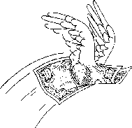 image of a flying ten dollar bill with wings